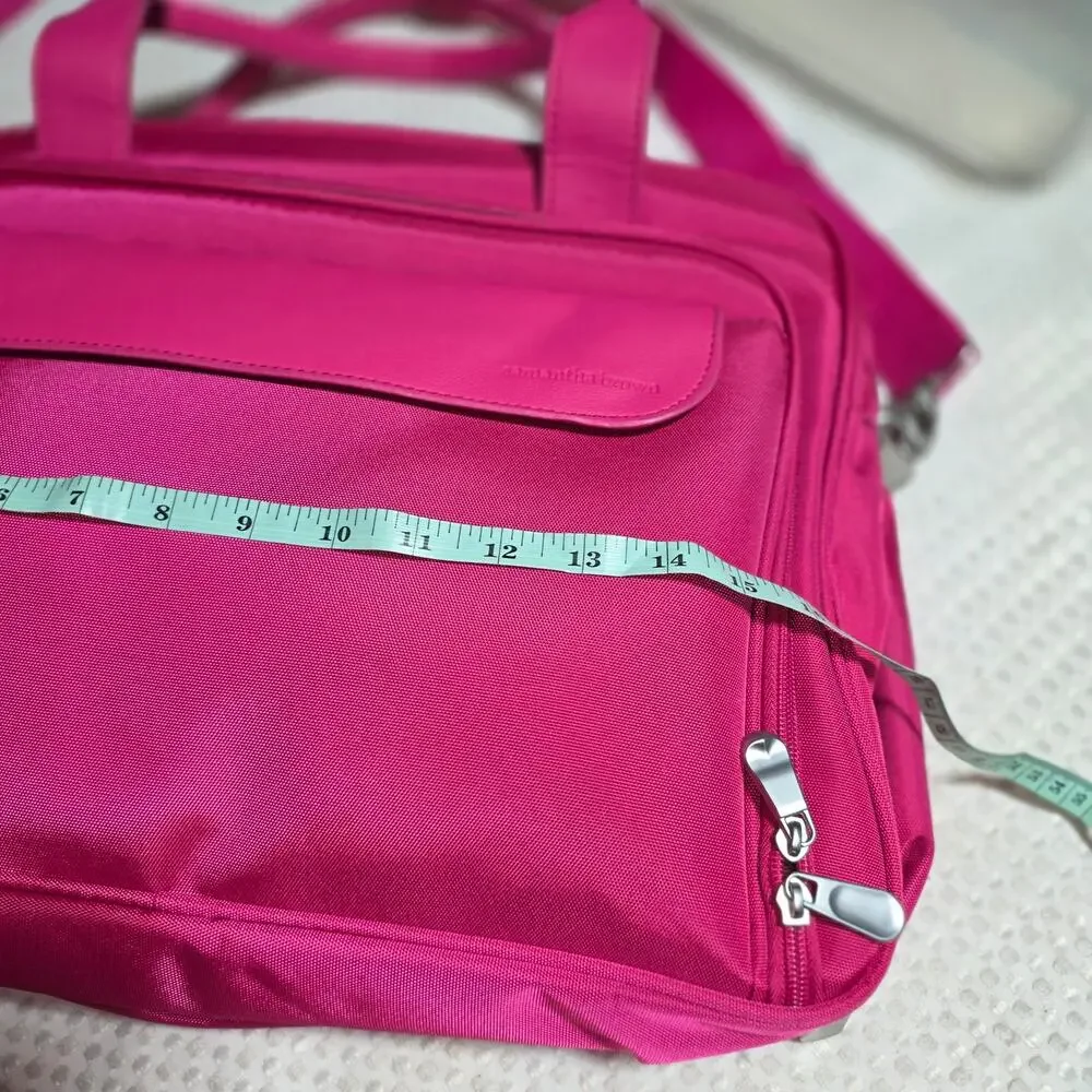 SAMANTHA BROWN PINK SOLID CONVERTIBLE CARRYALL SATCHEL BAG